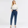 LIH HUA femmes grande taille jean automne haute Stretch coton tricoté Denim pantalon décontracté doux jean 240202