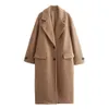 Unizera Autumnwinter Product Womens Fashion Casual Polo Collar Long Sleeve Medium Längd Woolen Coat 240123