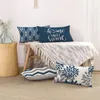 Taie d'oreiller en lin géométrique bleu blanc, housse de canapé, décoration de la maison, peut être personnalisée pour vous 30x50 40x60