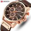 CURREN Merk Horloge Mannen Lederen Sport Horloges heren Militaire Quartz Horloge Chronograaf Mannelijke Klok Relogio Masculino 240124