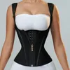 Frauen Doppel Kompression Taille Trainer Weste Korsett Knochen Verstellbarer Reißverschluss Hookeyes Flache Bauch Body Shaper Fajas Modellierung Gürtel 240130