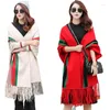 Kvinnors stickor Cardigan Winter Elegant Tassel Wrap Swing Sticked Overdimensionerad tröja Scarf Blus Y2K kläder