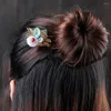 ヘアクリップピンシニョンチョップスティックウーマン女子のための豪華な花作りのアクセサリー