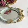 Rektangel hand håll kosmetisk spegel med handtagsmakeup spegel söt kreativ trä vintage handspeglar makeup espelho 1pc 240127