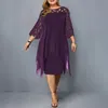 Elegante pizzo maglia plus size dresse sexy scava fuori abito oversize allentato casual abiti de fiesta midi abiti femme 240202