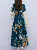 Party Dresses 2024 Floral Chiffon Casual Boho Beach Holiday Sundress Women Elegant BodyCon Long Dress Summer Vintage Prom Evening