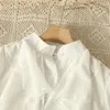 Damesblouses Rechtbankstijl Overhemden voor dames O-hals Lange pofmouwen Volantrand Revers Enkele losse blouse Franse chique Vrouwelijke tops