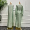 Etnik Giyim Fas Müslüman Elbise 2 Parça Set Abaya Kaftans Boncuklar Akşam Elbise Kadınlar Dubai Türkiye İslam Uzun Çubuk Femme Vestidos
