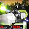 Super brilhante usb recarregável holofote led lanterna à prova dwaterproof água ultra-longo alcance lâmpada de mão ao ar livre caça pesca luz 240119