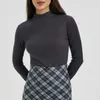 Women's T Shirts Half-high Neck Double-sided German Fleece Bottoming Shirt Fall And Winter Inside Long-sleeved T-shirt Fashion