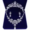 Diamant-Hochzeits-Krähen, Hochzeits-Accessoires, Brautjungfern-Schmuck-Accessoires, Braut-Accessoires-Set mit Box, Kronen-Halskette, Ohrringe 9989090