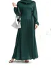 Ethnic Clothing Eid Muslim Dress For Women Turtleneck Satin Slim Fit Morocco Party Dresses Ramadan Lace-up Vestidos Largo Dubai Arab Long