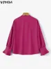 Plus Size 5XL VONDA Fashion Women Blouses Autumn Long Sleeve Shirts Casual Loose Solid V-neck Elegant Office Blusas Top 240202