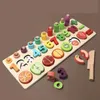 Kids Montessori Toys de matemática para crianças educacionais Educational Wooden Puzzle Fishing Toys Number Shape Matching Games Board Board Toy Presente 240118