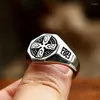 Cluster Rings Beier 2024 Special Design Viking Valknut Celtic Cross Ring for Men 316L Rostfritt stål Retro Fashion Jewelry Men's Gift