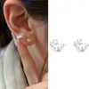 Stud Earrings Fashion Sliver Color Small Crown For Women Girls Simple Mini Round Cartilage Ear Piercing Jewelry Gift