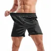 Underpants Mens Casual Underwear Sleep Shorts Satin Boxers Silk Smooth Pajama Man Solid Color Home Sleepwear Yoga Sports YQ240214