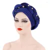 Vêtements ethniques Glitter Diamants Tresses Turban Cap Femelle Multicouche Musulman Head Wraps Africain Auto Gele Headtie Nigeria Headwrap Turbante