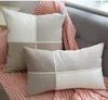 Kissen aus Baumwolle und Leinen, geometrischer Patchwork-Bezug, nordische Kontrastfarbe, Karomuster, dekorative Kissen für Sofa