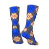 Men's Socks Argyle Pattern Sticker Crazy Compression Unisex Diamond Street Style Seamless Printed Crew Sock Boys