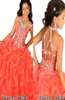 2019 Ritzee Girls Coral Spaghetti Pärled Crystal Ball Gown Laceup Back Ruched Organza Girl039S Pageant Dresses Girl039s Pro6919467