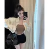 Women's Blouses Women Long Sleeves Sun Protect Shirt Blouse Tube Tops Two Pieces Set Loose Solid Color Short Summer