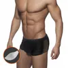 Men's Swimwear Mens Black Boxer Swimming Trunks With Push Pads Mesh On Both Sides Sexy Spring Beach Surfing Sports