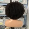 Toptan Kısa Afro Kinky Kıvırcık% 100 İnsan Saçları Brezilya Bakire% 100 Ham 10a Sınıf Afro İnsan Saç Dantelli Peruk