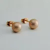 Stud Earrings Minimalist Rose Gold Color Stainless Steel Matte Ball Earings Fashion Jewelry Cute Woman's Ear Accessories