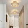 Plafonniers Moderne Cristal Lumière Encastré Lustres Lampe LED Chambre Couloir Entrée Luminaires E27 Or Noir