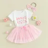 Clothing Sets Baby Girl First Birthday Outfit Sweet One Year Old Clothes Skirt Set Short Sleeve Romper Tulle Tutu Skirts Headband