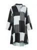 Abito da donna taglie forti casual con scollo a V manica lunga scozzese a trapezio oversize da esterno per donna 240202