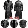 Mens Duitse klassieker WW2 Militaire uniform officier Black Leather Trench Coat Y240130