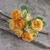 Decorative Flowers Artificial Flower Silk Bouquet Peony Branch With Green Leaves Stem Home Decoration Wedding Party