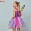 Girl Dresses Girls Butterfly Fairy Fancy Tutu Dress Wings Costume Kids Princess Birthday Party Halloween Cosplay Spring Tulle