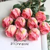 Decoratieve bloemen 1 stuks Gegrilde Zijde Roos Boeket Artifici Bloem Voor Bruiloft Thuis Rome Decoratie Hoge Kwaliteit Valentijnsdag Cadeau