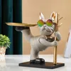 French Bulldog Decoration With Wood Holder Dog Sculpture for Home Decor Animal Statyes Butler Office Desk Ornaments Living Room 240131