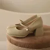 Модельные туфли Французские туфли Мэри Джейн, женские белые осенние новые модные туфли на высоком каблуке, не утомляющие ноги, толстые и элегантные одиночные туфли