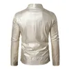Steampunk Shiny Gold Leather Jackets For Men Night Club Mens Fashion Leather Jacket Anti-Wind Motorcycle Hip Hop Coat 240124