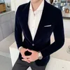 Fall Winter Gold Velvet Blazer High Quality Slim Fit Sack Jacket Fashion Casual Men Groom Singer Costum Formell aftonklänning 240118