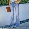 Pantaloni di denim jeans da donna primaverili e autunnali in alto a vita alta in forma di tendenza femminile alla moda di moda da donna al giorno