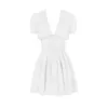 Robes de soirée Suninheart été blanc robe à manches bouffantes Mini une ligne col dollar vacances décontracté court femme 2024