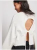 Maglioni ritagliati sul retro sexy Moda donna Solid manica lunga lavorata a maglia Crop Top Chic Backless Lace-up Maglieria allentata Pullover 240130