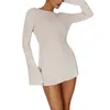 Casual Dresses Women S Knitted Mini Dress Sexy Long Sleeve Slim Fitted Skirt Tie Backless Short