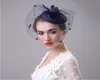 Elegant bröllopsfest brudhuvudbonad kyrkhattar 2019 billiga handgjorda anpassade marinblå hatt kentucky derby hats9411877