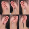 Oorringen 1PC Punk Rvs Ketting Voor Mannen Kruis Hanger Zwart Dangle Oor Piercing Oorbellen Rock Hip Hop sieraden KBE051