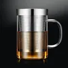 500ml Glass Cup Tea Infuser Mug Large Borosilicate Glass Tea Mug with Stainless Steel Infuser Home Office Coffee Mug Drinkware 240125