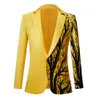 Cappotto da uomo ricamato con paillettes lucido Bling Glitter Blazer smoking abiti da festa di nozze costumi di scena discoteca Prom DJ giacca 240124