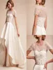 2019 BHLDN Wedding Jacket Jewel Neck Beads Rhinestone Appliques Short Sleeves Lace Wrap Custom Made Bridal Jacket for Wedding Dres9957734