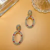 Dangle Earrings Fashion Alloy Hollow Colorful Crystal Round Big For Women Trend Elegant Luxury Festival Party Jewelry